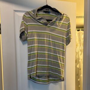 J.Lindeberg Gray and Green Striped Polo